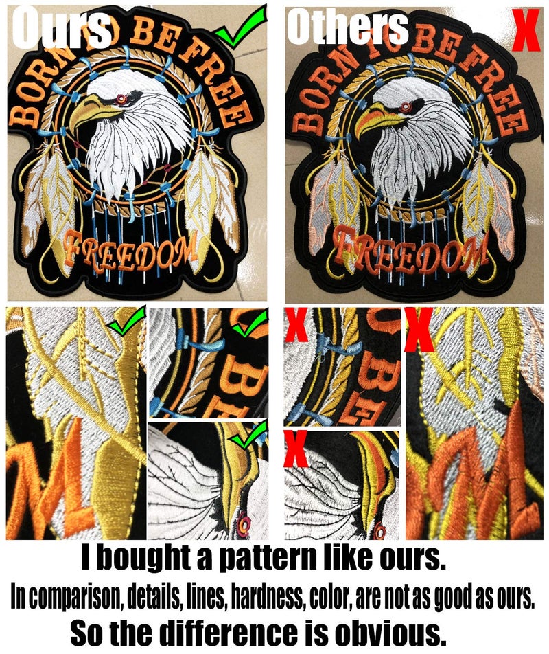 TEBWPIY 11.6'' x 12.2â€˜â€™ Large Patriotic American Eagle Patch- Falcon Tactical Patch-Large Patches for Jackets/Locomotive Biker Patches Embroidered Iron/Sew On Patch Embroidered Appliqued Badge Sign - Image 4